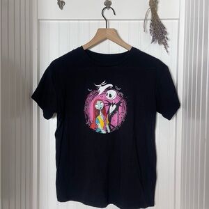 Disney The Nightmare Before Christmas Black Graphic Tee with Pink Accent